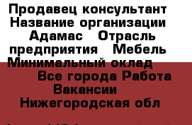 Продавец-консультант › Название организации ­ Адамас › Отрасль предприятия ­ Мебель › Минимальный оклад ­ 26 000 - Все города Работа » Вакансии   . Нижегородская обл.